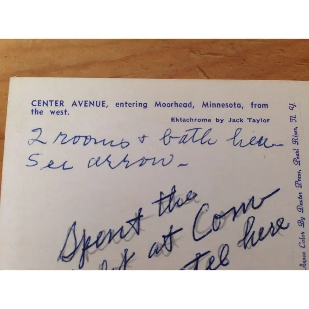 1955 Vintage Ektachrome Dexter Dextone Center Ave Moorhead MN Unposted Postcard